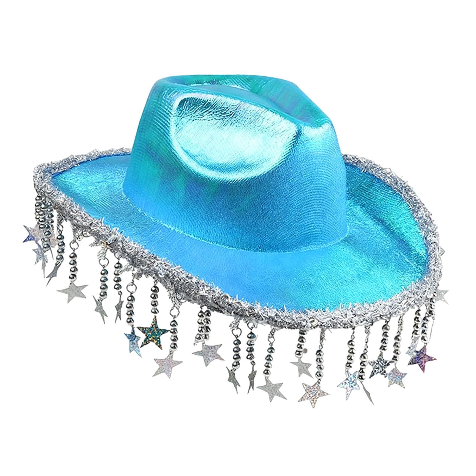 MERISHOPP®Western Cowboy Hat Shiny Cowgirl Hat for Engagement Travel Stage Performance Blue|Clothing, Shoes & Accessories|Womens Accessories|Hats-image-47