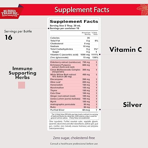 Miniatura 2 de Buried Treasure ACF - Apoyo inmunológico extra fuerte, 16 onzas con dosis, vitaminas y hierbas, suplemento de refuerzo de inmunidad dietética