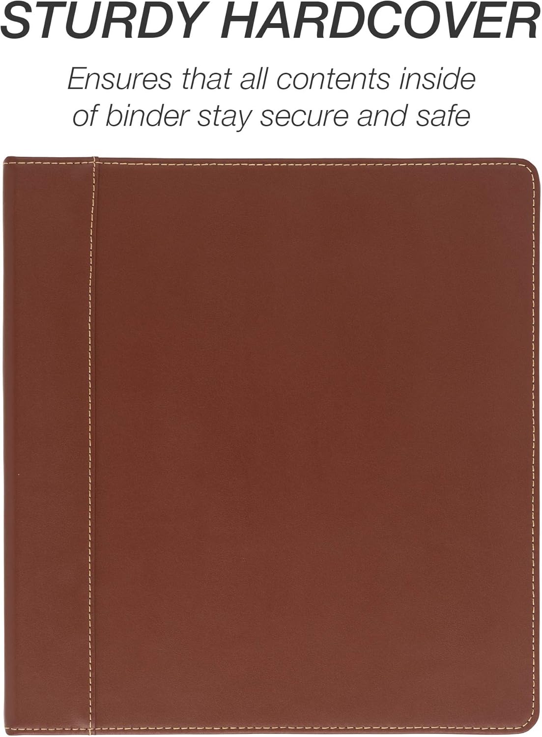 Samsill 1 Inch 3 Ring Binder, Leather, Brown with Contrast Stitching, 8.5X 11 Inch, 3 Rings, Notebook Binder, Portfolio Organizer, Planner, Journal