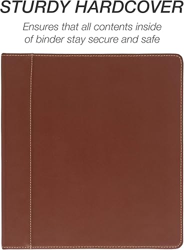 Vista 33 de Samsill Carpeta de 3 anillos de 1.5 pulgadas, piel, color negro con costuras de contraste, 8.5 x 11 pulgadas, 3 anillos, carpeta para cuadernos