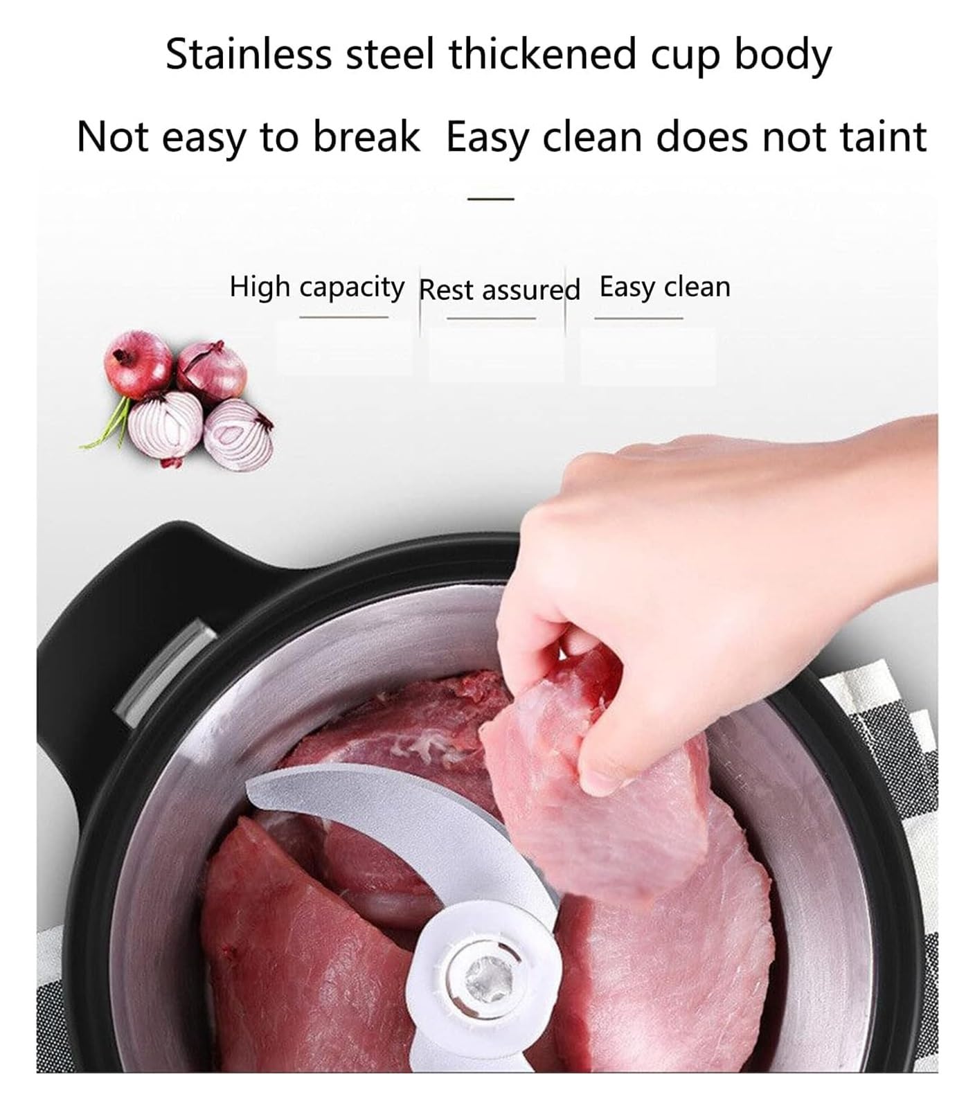 Tritacarne elettrico, in acciaio inox, 8 l, con 4 lame, tritacarne da banco per una lavorazione efficiente della carne
