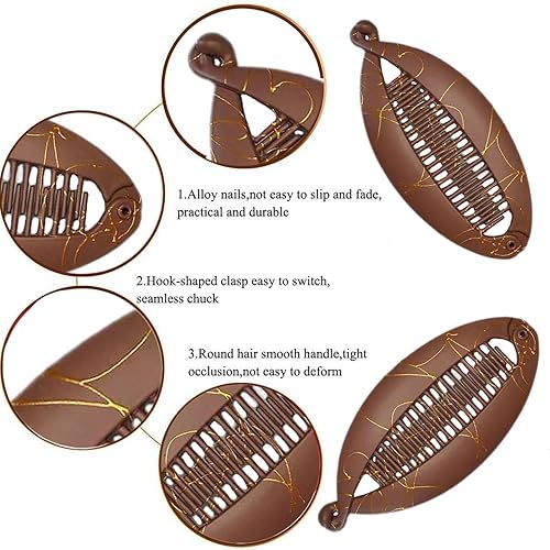 Miniatura 4 de Pinzas para el pelo de plátano con cola de pez, pinzas de plátano francés, peines para mujeres y niñas, herramienta vintage para accesorios de