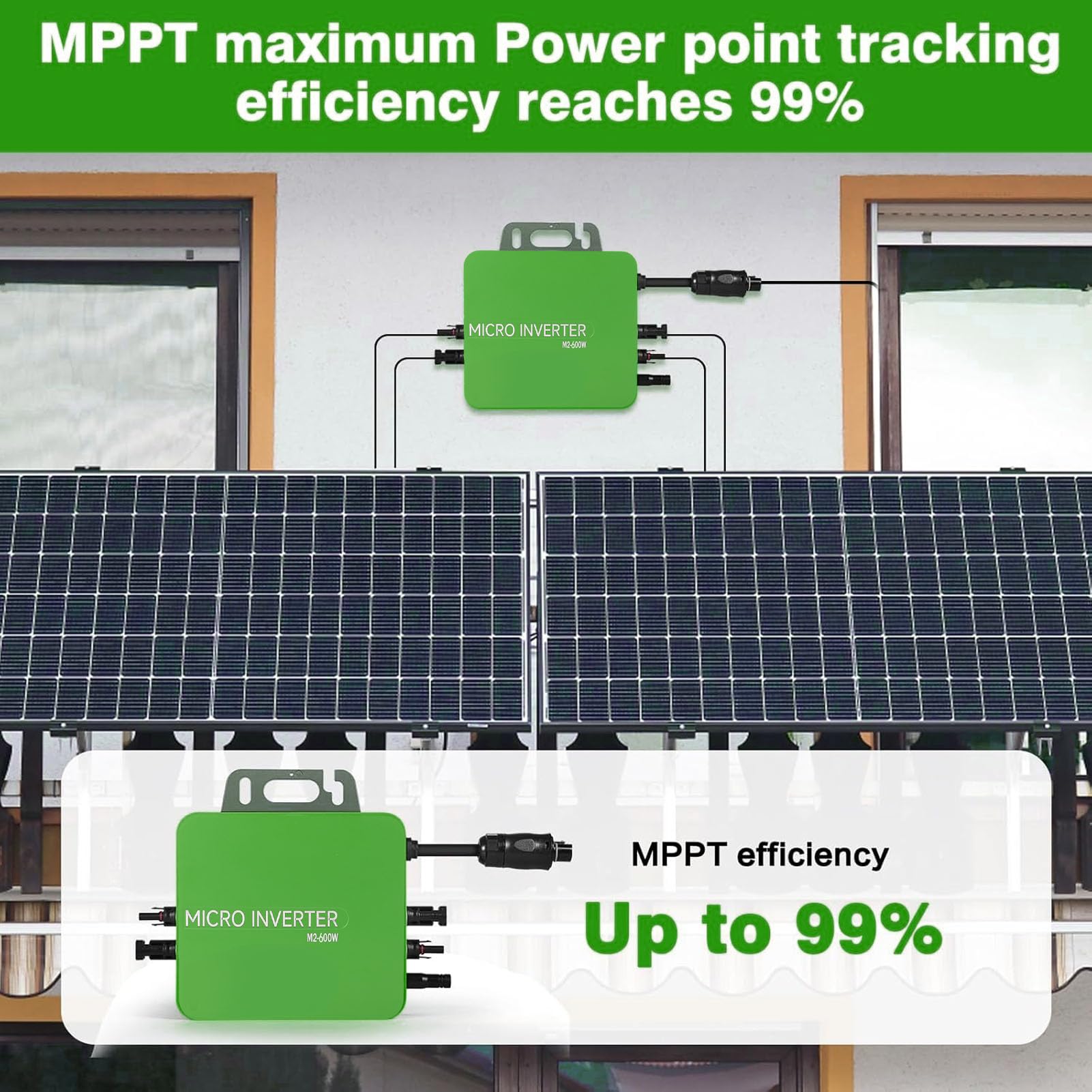 MPPT 600 W Solar-Micro-Grid-Tie-Wechselrichter, DC zu AC, Wasserdicht, IP67-Aluminiumlegierung, Netzunabhängiger Solar-Wechselrichter für Solarpanel mit WLAN-Anwendung