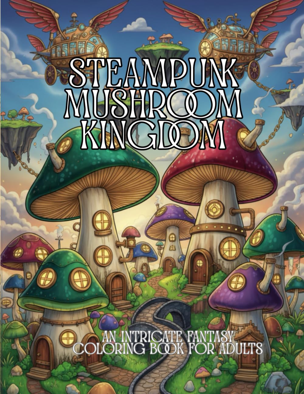 Steampunk Mushroom Kingdom: An Intricate Fantasy Coloring Book for Adults