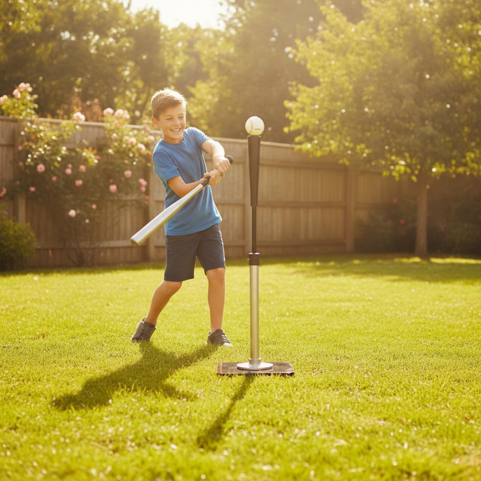 LOVIVER Baseballtrainingsständer für Schlagpraxis mit Höhenverstellbarem Aufbau von 66 Bis 99 cm Und Robustem Metallmontagesockel für Zuverlässiges Training