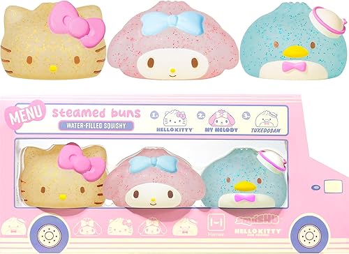 Hamee SquiSHU Sanrio - Bollo de vapor con purpurina dorada bonito juguete sensorial lleno de agua bola suave para apretar terapia de manos relajante