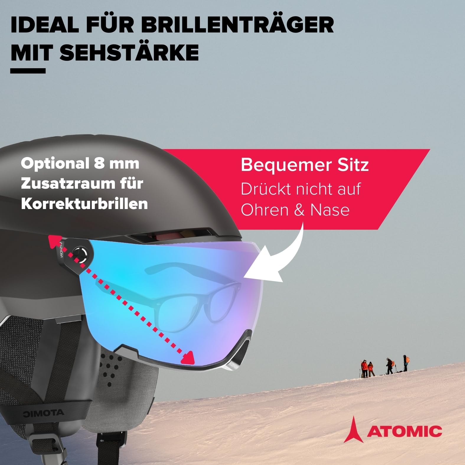 Atomic Savor Visor Stereo Skihelm mit Visier - Snowboard- & Ski-Helm mit Brille - 360° Fit System & Active Aircon Belüftungssystem - Holo Core für maximale Stoßdämpfung