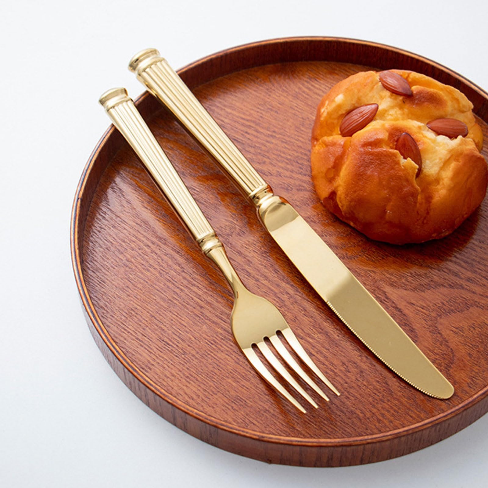 Juego de cubiertos acero inoxidable dorado 4 piezas, cuchillo for cena, tenedor, cuchara, vajilla estilo occidental apta for lavavajillas