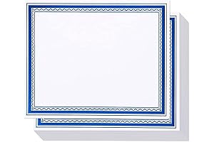 Certificate Paper Blue, Award Certificate Papers with Foil Border in White, 8.5...