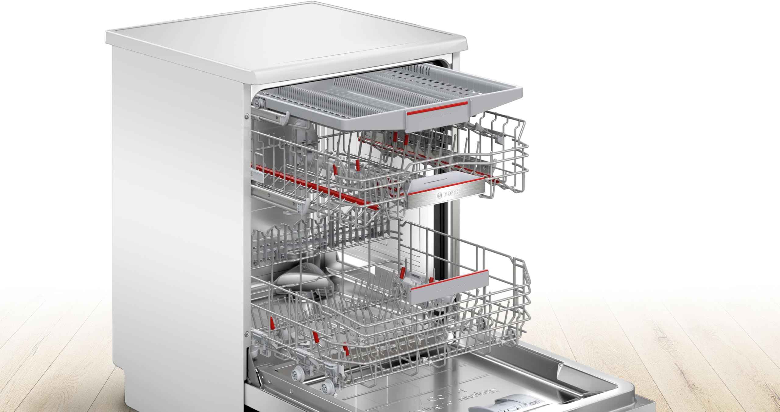 Bosch SMS6ZCW12F Series 6 - Dishwasher, Freestanding, PerfectDry | 60 cm, white, Max Flex baskets, Zeolith dryer: even dries plastic, Extra Clean Zone: 3 jets for intensive cleaning