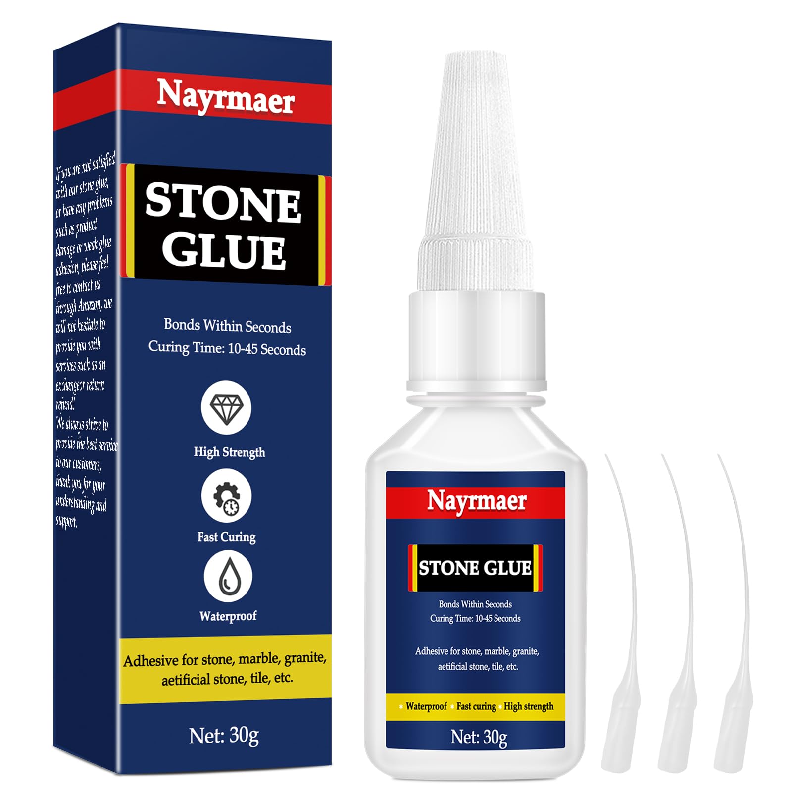 30g Stone Glue, Strong Marble Waterproof Clear Craft Bonding Between Stone and Other Materials for DIY Crafts & Repairs