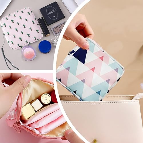 Miniatura 8 de Bolsa de almacenamiento portátil para servilletas sanitarias, 4 piezas de bolsa reutilizable para adolescentes y mujeres, bolsas de almohadilla para