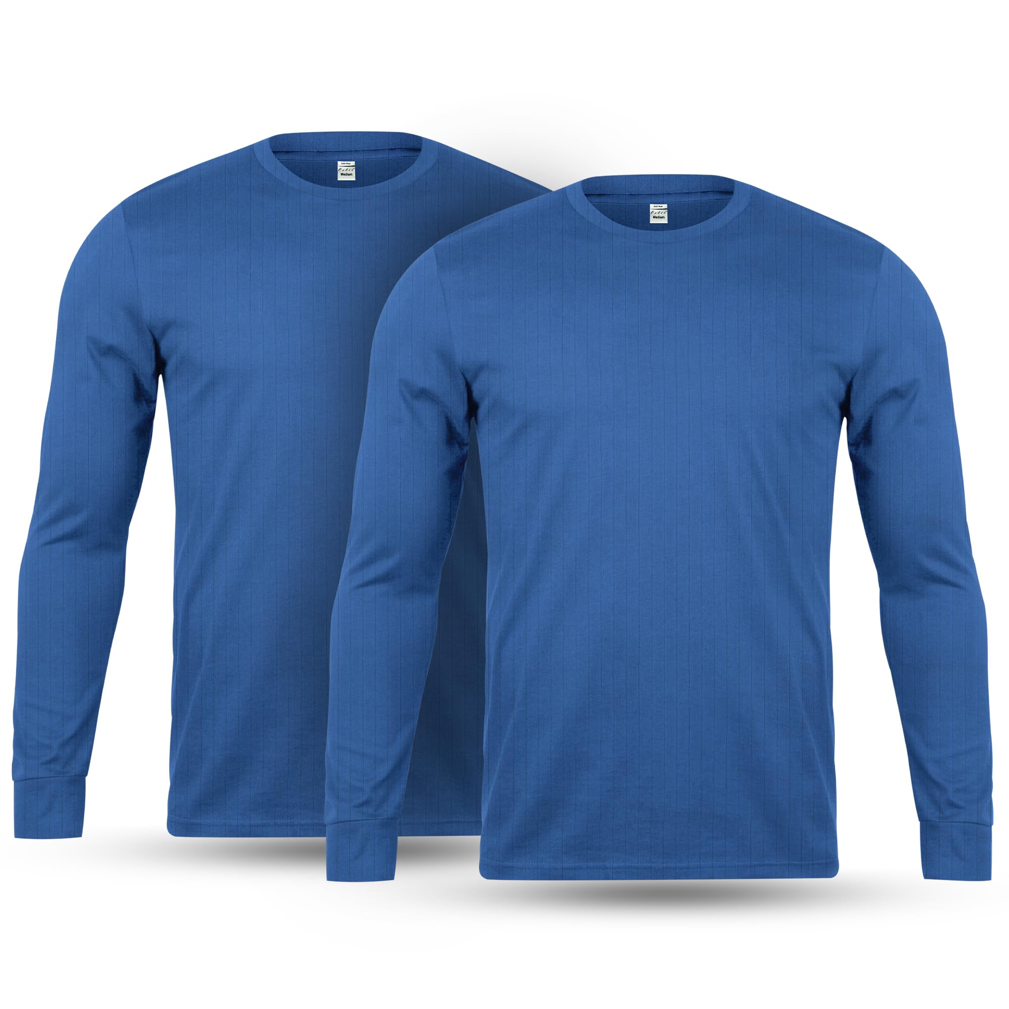 Orbiz Men's Blue Thread Linens 2 Pack Thermal Underwear Full Long Sleeve Vest Top Base Layer Thermals Tops Body Warmer Size S-Xxl