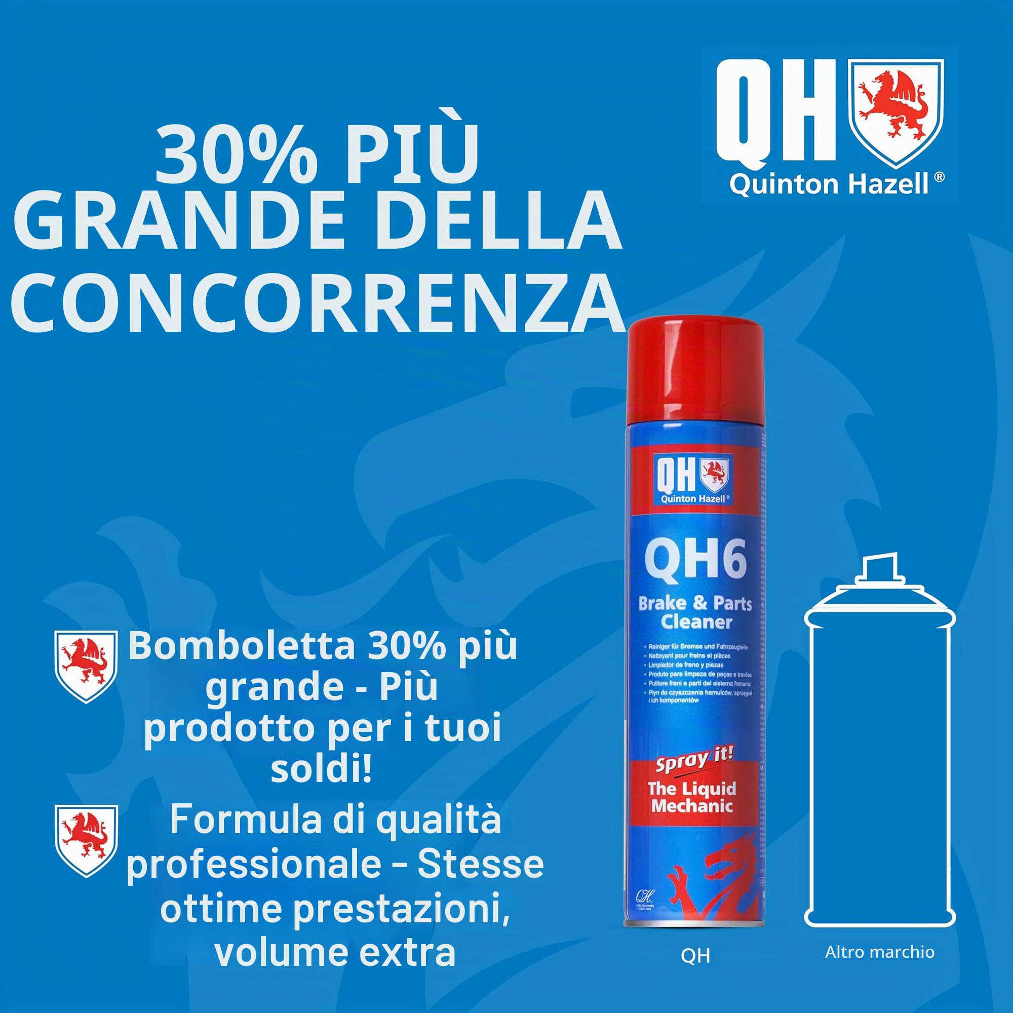 Quinton Hazell QH6 Pulitore Freni e Parti del Sistema Frenante - 600ml - Sgrassatore Potente per Auto Rimuove Olio, Grasso, Polvere e Cera