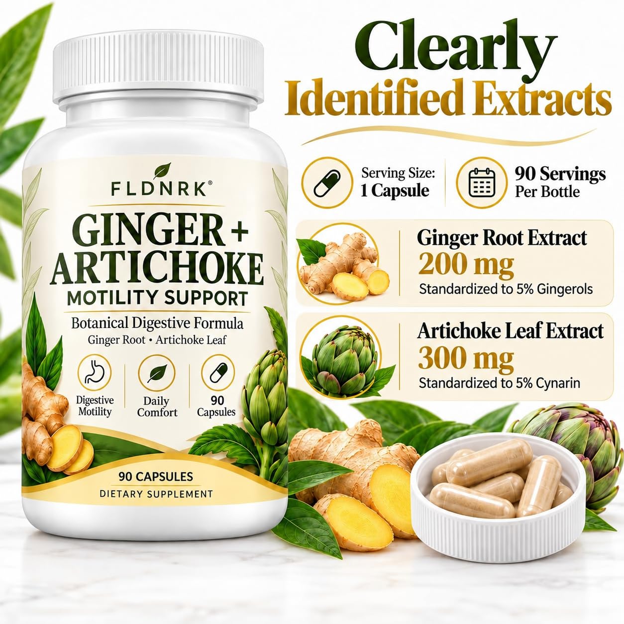 Ginger and Artichoke Supplement, Ginger Artichoke Supplement for Digestive Motility Support, 90 Vegetable Capsules — Amazon image 4