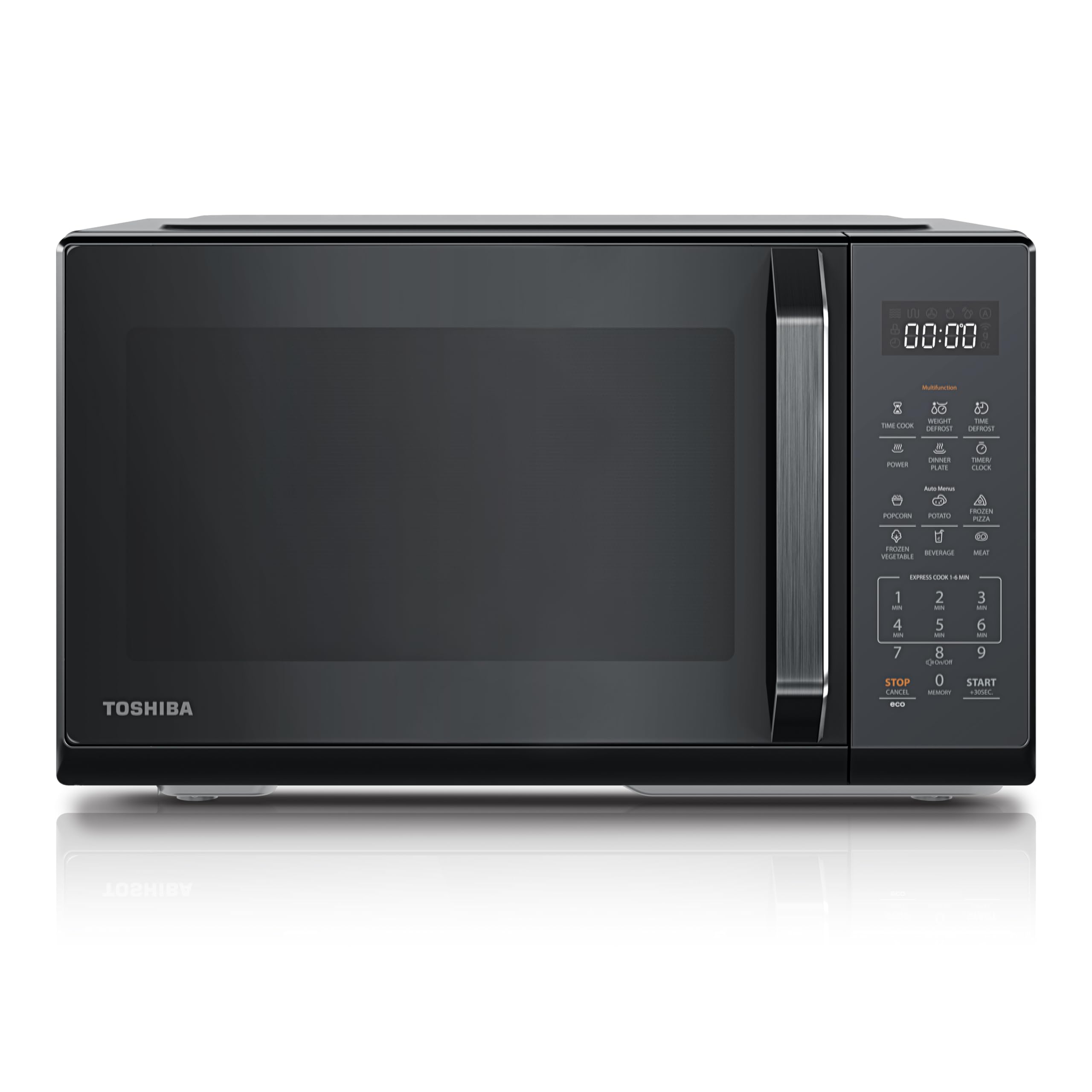 Toshiba Micro-ondes MW3-EM23PE(BK), 23L, Micro-ondes sur Pied, Chauffage Rapide 900W,11 Niveaux de Puissance, avec 7 Menus Automatiques, Noir