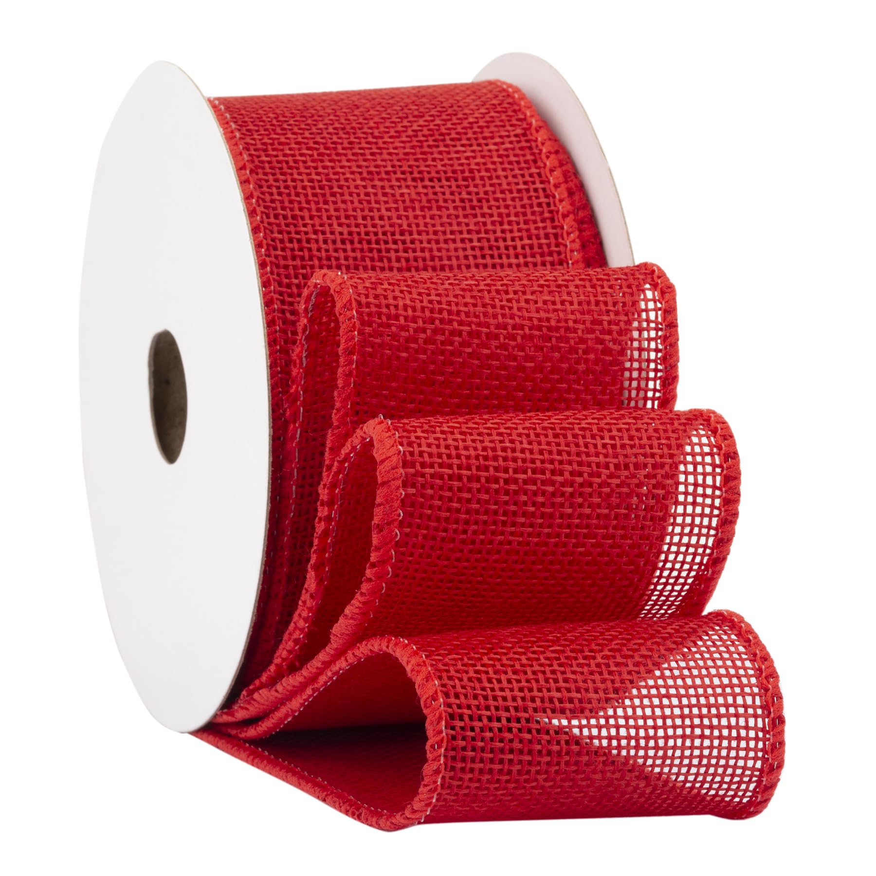 Fondersy 9-Meter Red Burlap Ribbon Wired Burlap Ribbon, 50mm Width for Gift Wrapping Floral Arrangements, Wreath Making