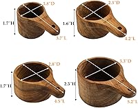 Vista 2 de Lyellfe Set of 4 Acacia Wood Measuring Cups, Stackable Kitchen Measure Tool with Handle, Baking and Cooking Measuring Set, Handcrafted with Polish