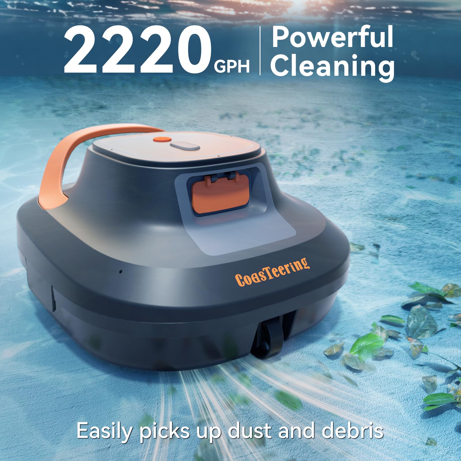 Robot aspirateur de piscine sans fil, jusqu'à 180 minutes d'autonomie, avec deux moteurs sans balais, 2 chemins de nettoyage, robot nettoyeur de piscine pour piscines hors sol et piscines