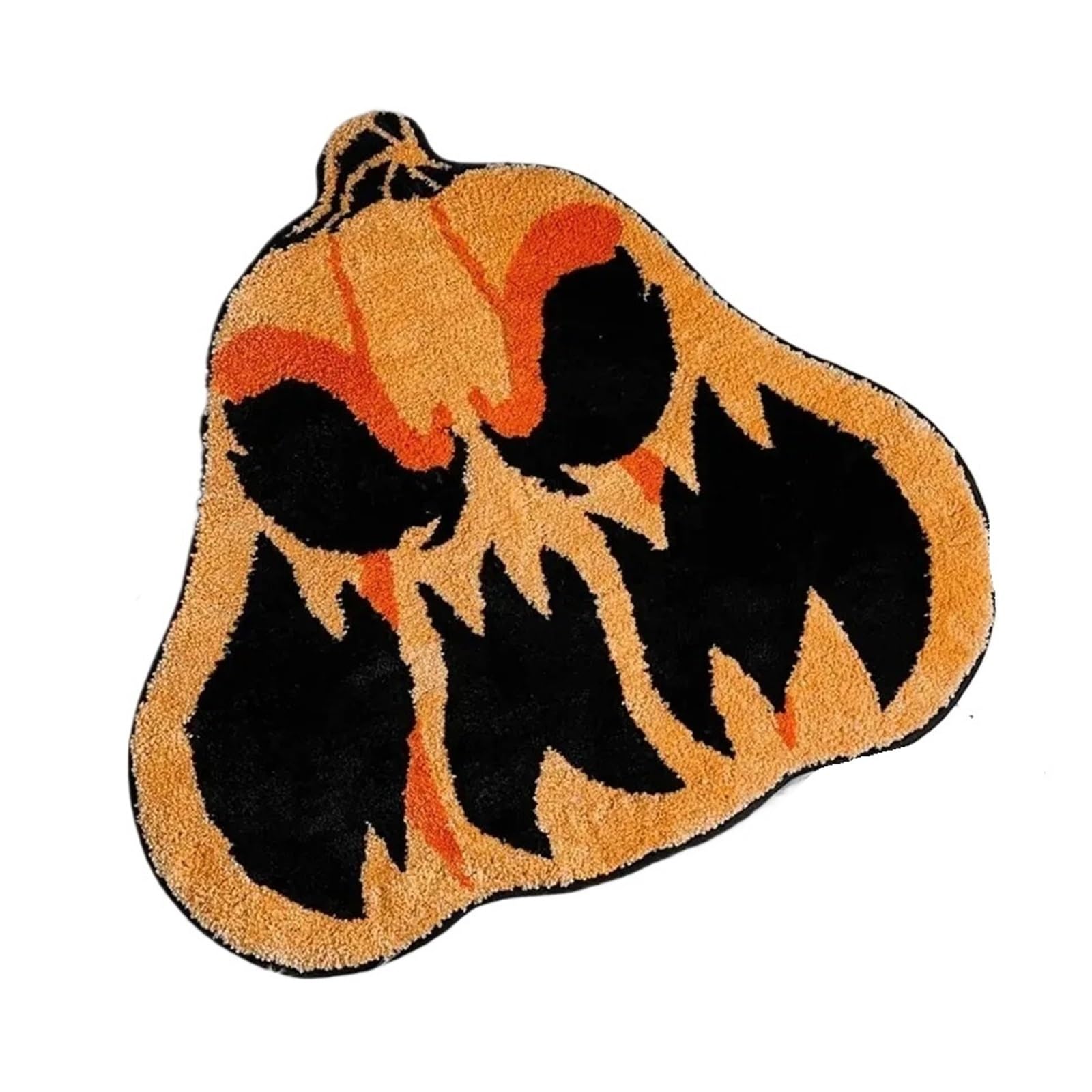 Tapis peluche imitation cachemire Halloween orange noir 50x80 cm doux