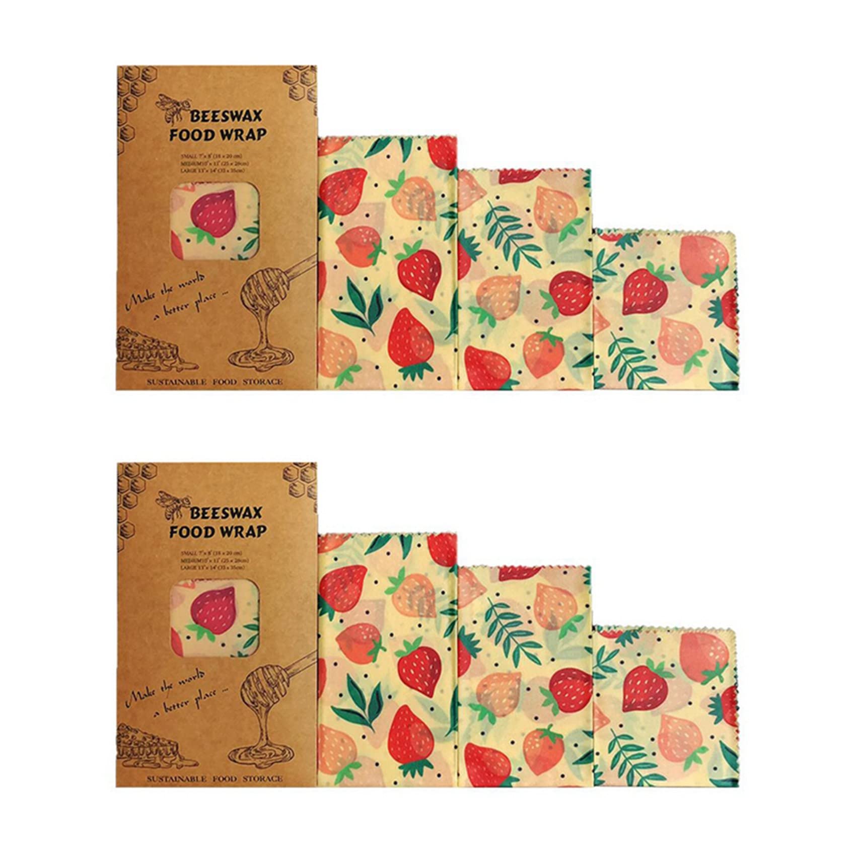 Hndhbfgrt 2Set Reusable Beeswax Cloth Wrap Food Bag Lid Jungle Party Bees Wax Wrap for Sandwich Cheese