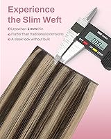 Vista 29 de Moresoo - Extensiones de cabello humano Remy lacio sin costuras con pinzas y trama, de poliuretano, cabeza completa, color castaño claro