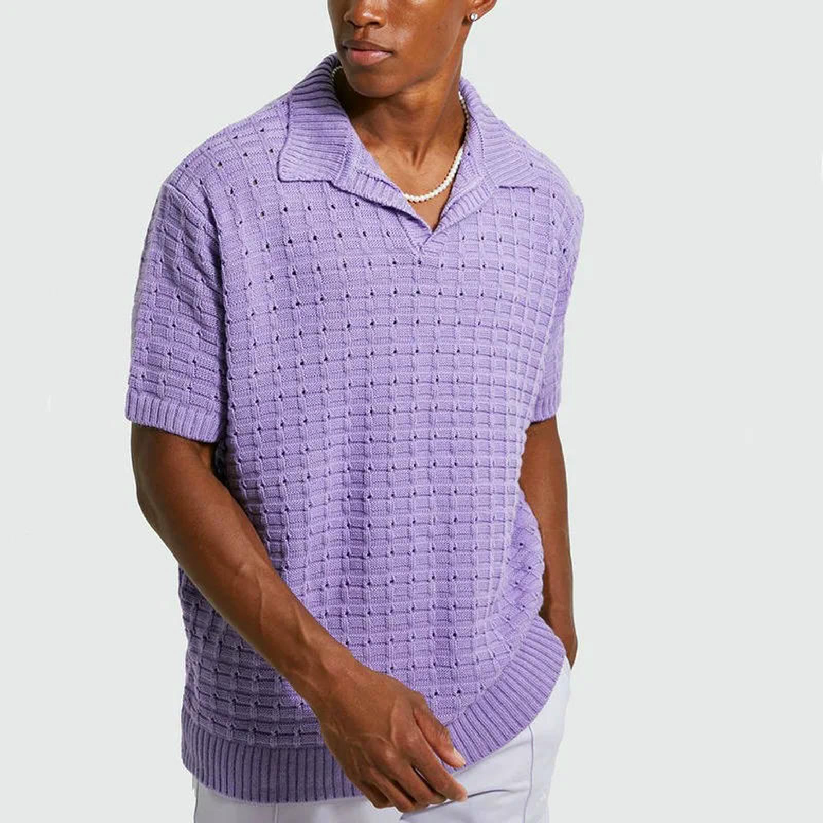 Maglietta Uomo Pring Summer Maglia da Manica Corta Business Shirt Casual Tees Tops Camicie Maschio-Khaki-XL