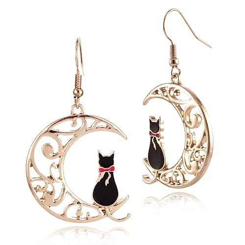 MIXIA Cute Anime Cartoon Sailor Moon Animal Cat Moon Earrings Gift for Girls Women Jewelry - Black