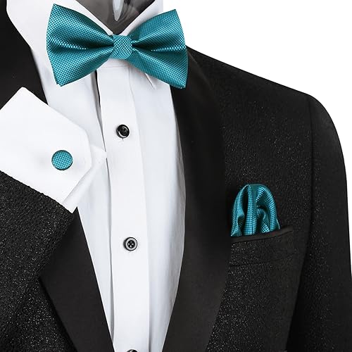 Miniatura 4 de Alizeal Mini cuadrados de color sólido para hombre, pajaritas preatadas formales, cuadrado de bolsillo, juego de gemelos para boda, fiesta, negocios
