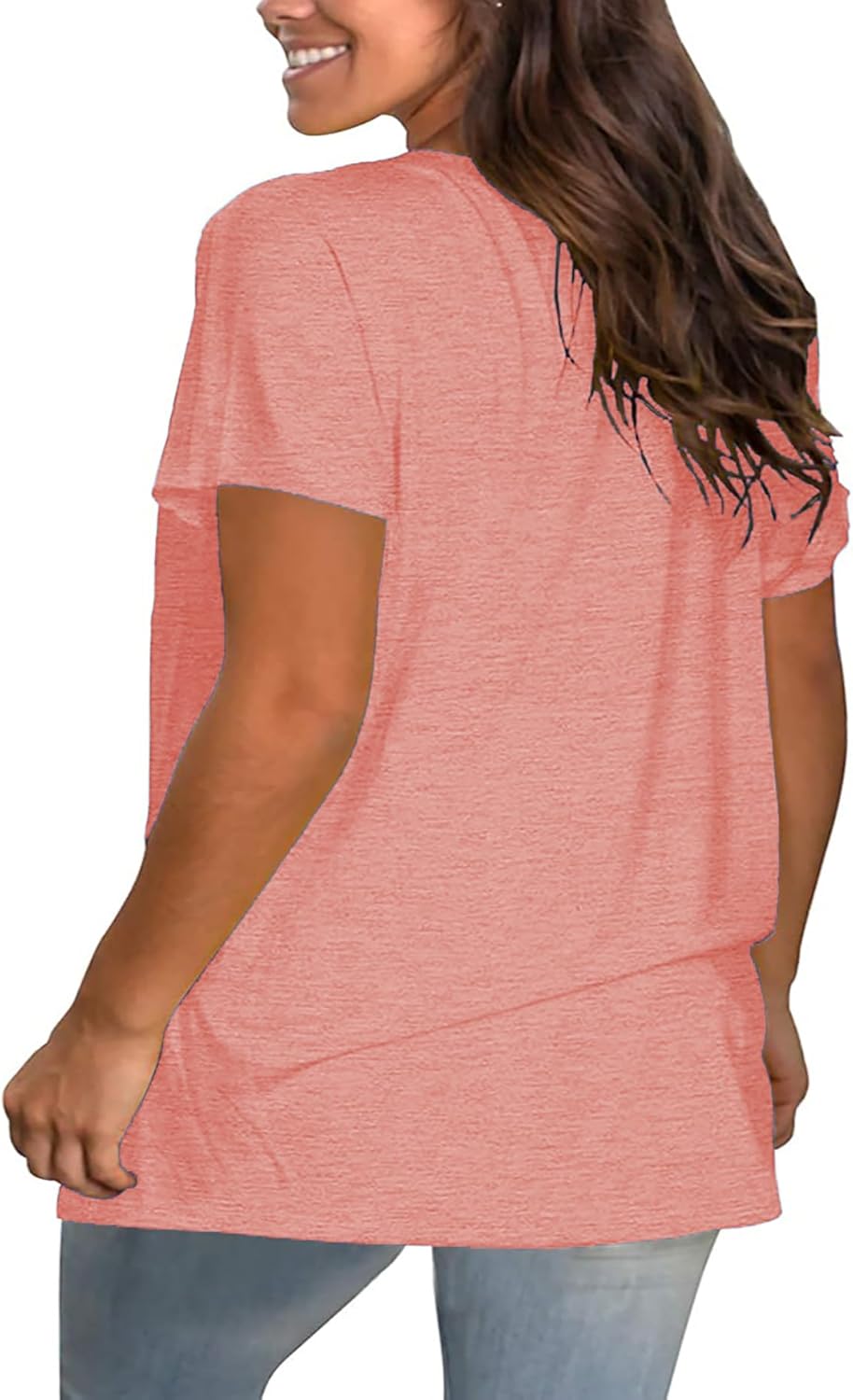 Plus Size V Neck T Shirts Women Short Sleeve Tops Casual Summer Tshirts Loose Fit Tee - Image 3