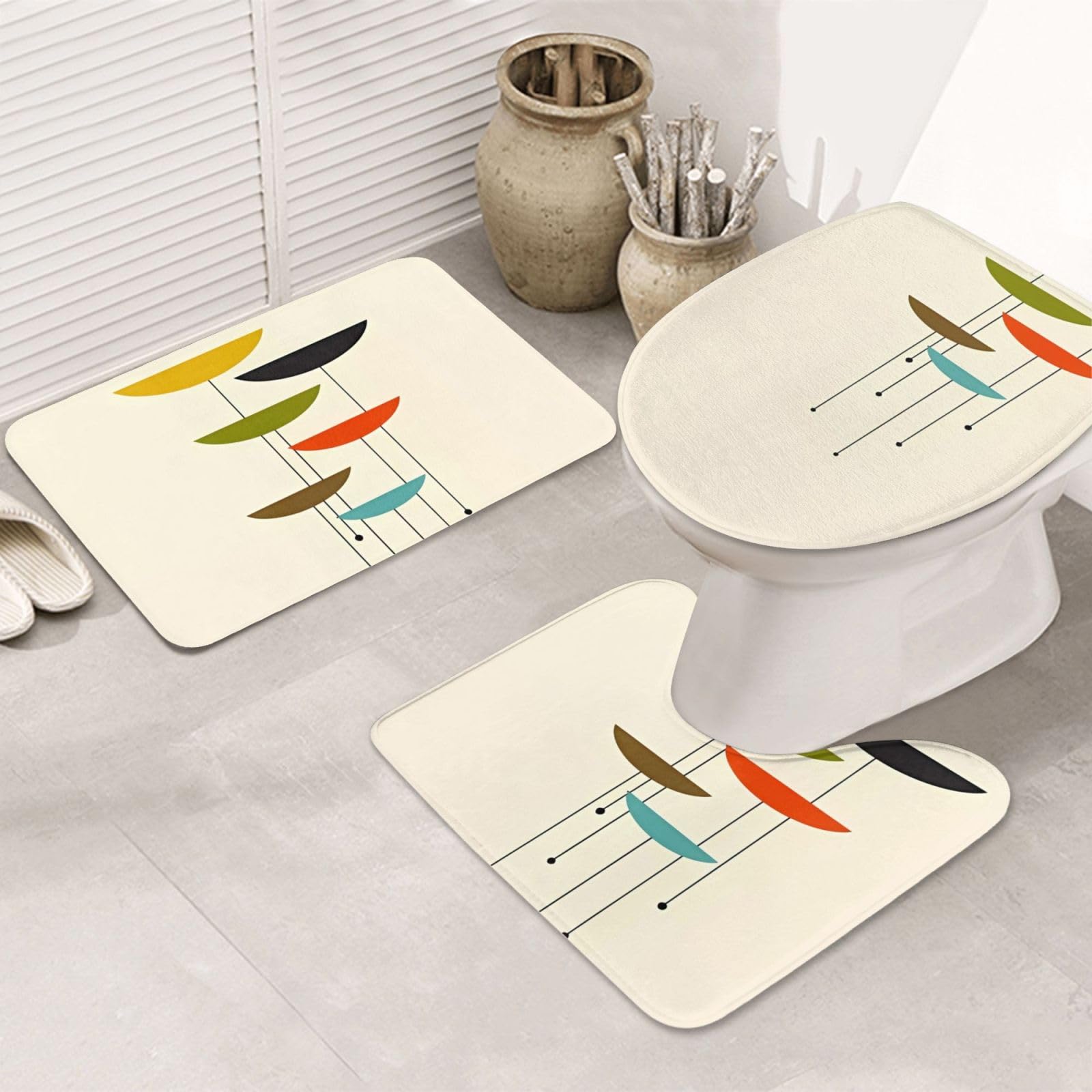 Tapis de sol doux pour cuisine et salle de bain lot de 3 imprimé vintage