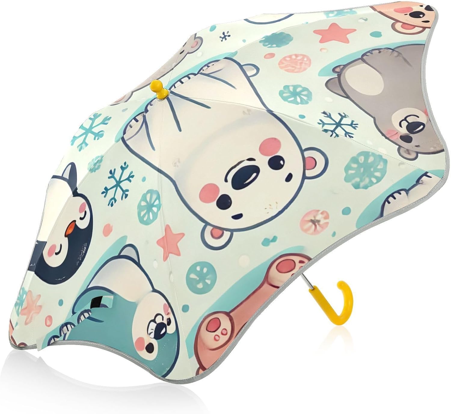 ODAWA Umbrella for Girls Panda Bears Hearts Kids Umbrella, Classic Umbrella with Hook Handle