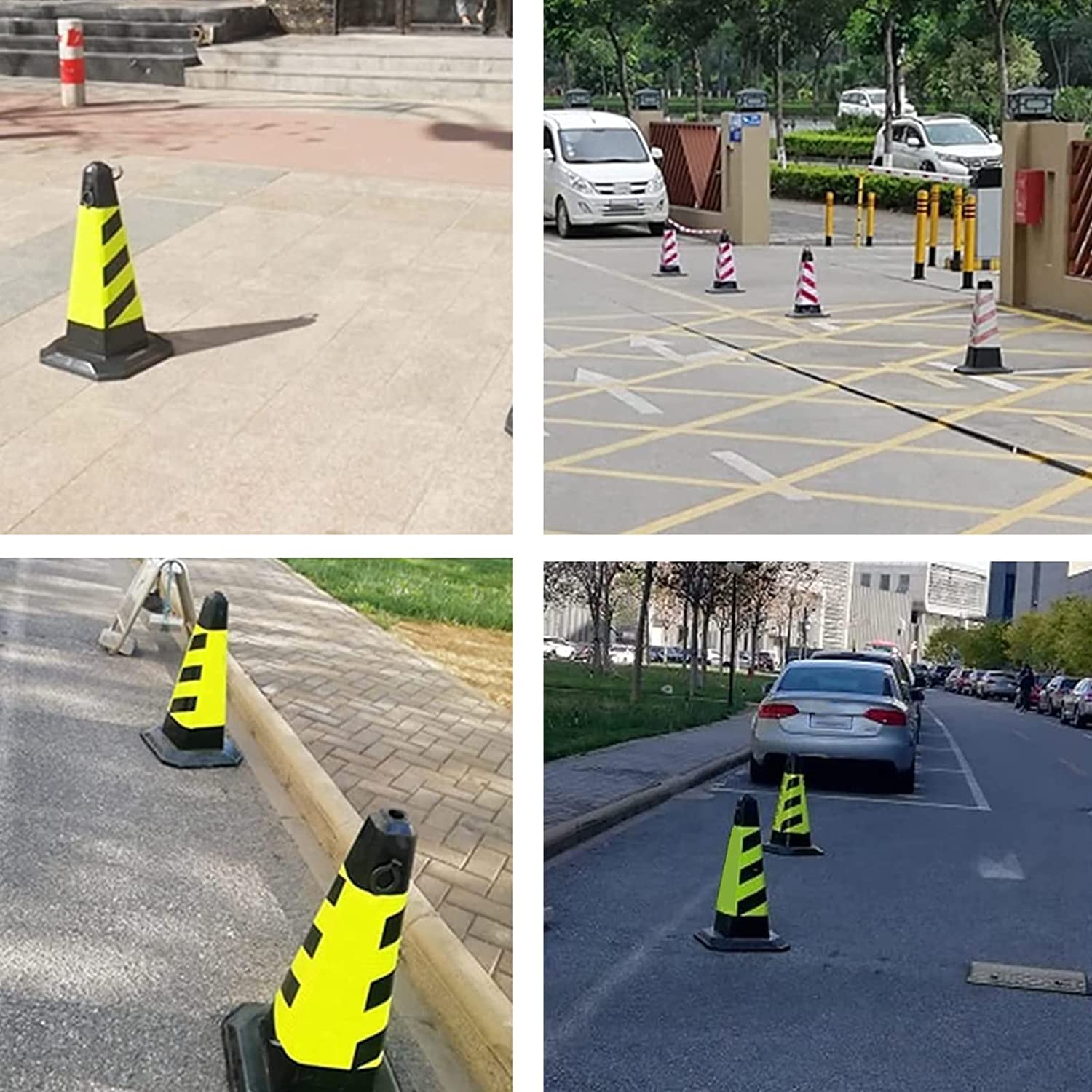 Cônes de sécurité routière avec poignée, cônes de stationnement en caoutchouc de qualité supérieure, cônes de construction réfléchissants lestés pour l'entraînement à la conduite, utilisation su
