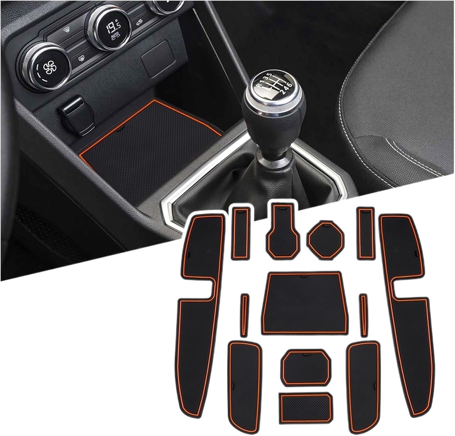 Car Door Groove Mat Compatible with Dacia Sandero 3/Sandero Stepway III 2021-2025 Anti-Slip Pad Auto Dacia Sandero 3 2025 Accessories(Orange)