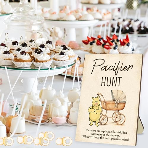 Miniatura 5 de Winnie - Juegos de baby shower, juegos de caza de chupetes para baby shower, decoraciones de revelación de género para bebés, mini chupetes para
