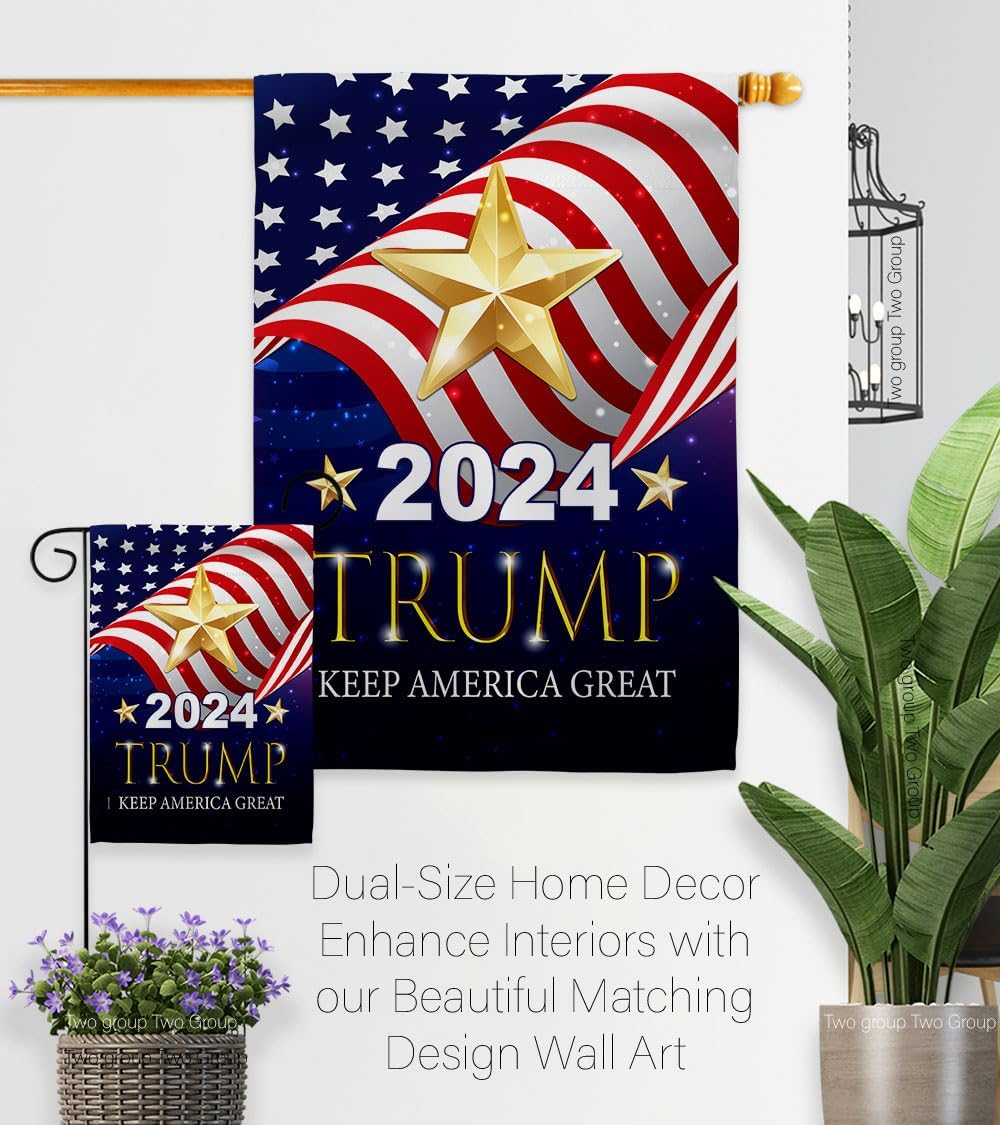 Keep America Great Flag Eagle Pole Kit Wall Hanging Deor for House Porch Trump 2024 MAGA President 47 Patriotic Decorations 4th of July Republican Gifts for Dad Made in USA