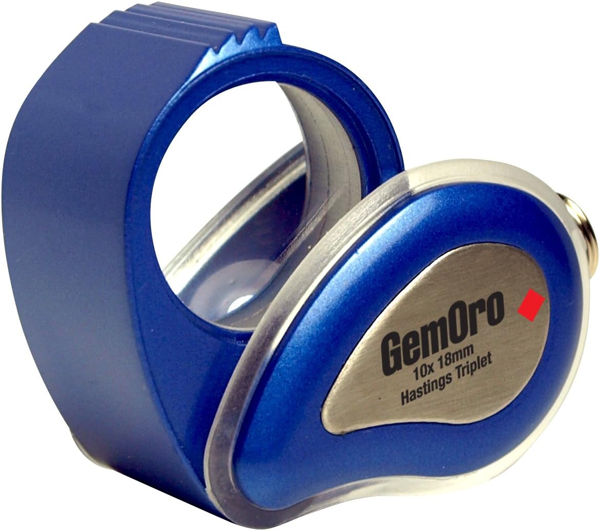 GemOro 10x 18mm VIP Loupe Hastings Triplet and Carrying Case, you choose color of loupe (Blue 0646)