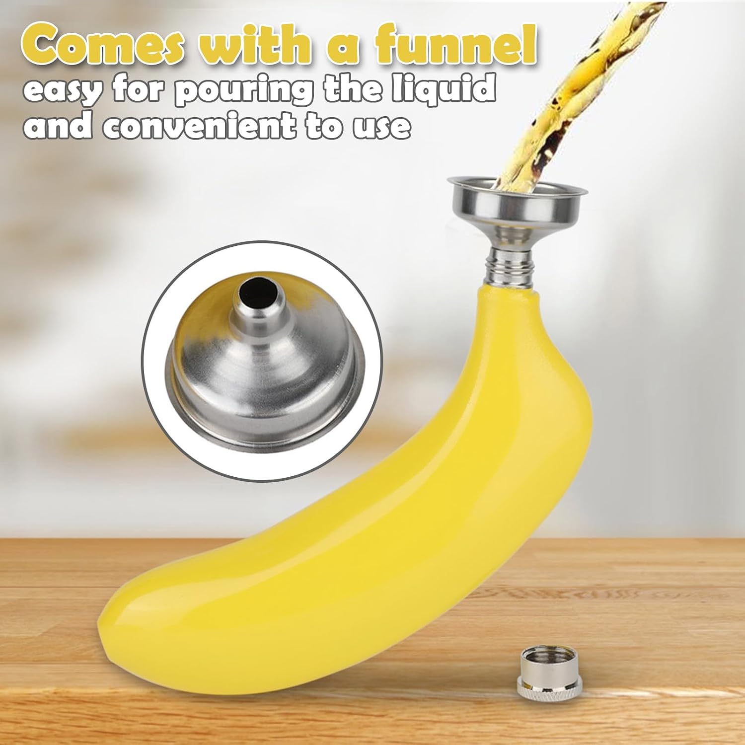 Horoper Banana Flask for Liquor with Funnel, 5oz Stainless Steel Banana Shaped Hip Flask Portable Alcohol Pocket Whiskey Bottle Hip Bottle for Liquor Disguise, Traveling Fishing Hiking