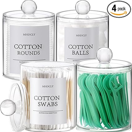 Bathroom Organizers and Storage,4 Pack Bathroom Accessories,Bathroom Decor,Home Decor,Bathroom Storage and Organization,Qtip Holder for Room Decor Aesthetic