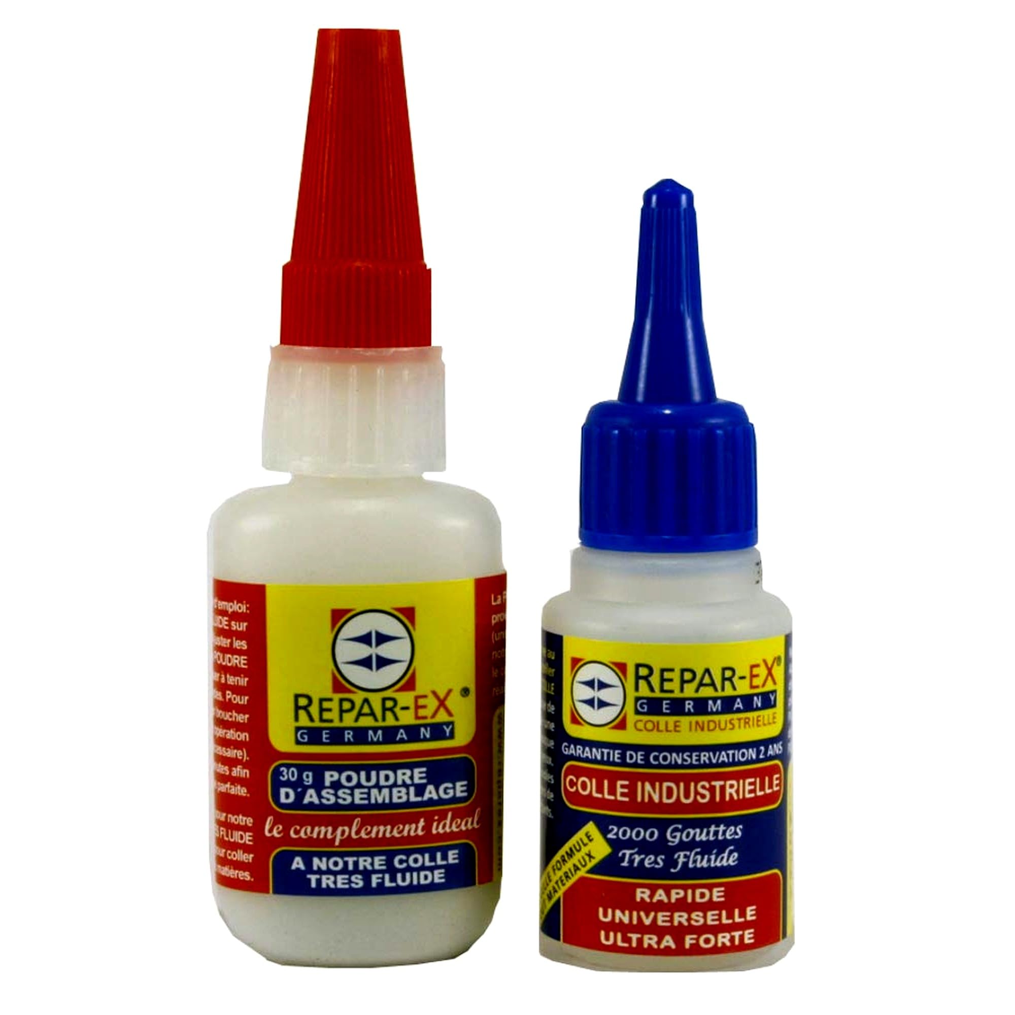 BRICOLAGEPRO - Lot de Colle Professionnelle Repar-ex 20g et de Poudre d'Assemblage 30g - Tous Supports