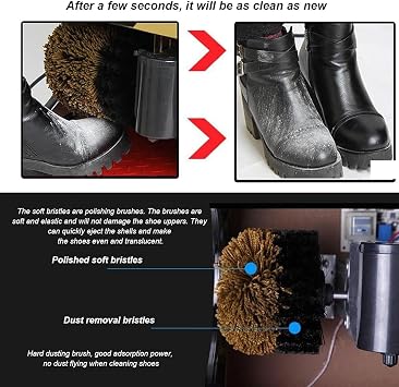Electric Shoe Shine Machine, Shoe Polisher Automatic Induction, Fully Automatic Induction Shoe Polishing Machine with Double Combination Brush, Low Noise and Easy to Clean, for Family Hotel