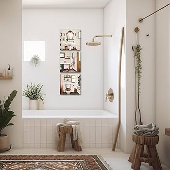 Amazon.com: DuoBaorom Beige Bathroom Wall Art Bath Tub