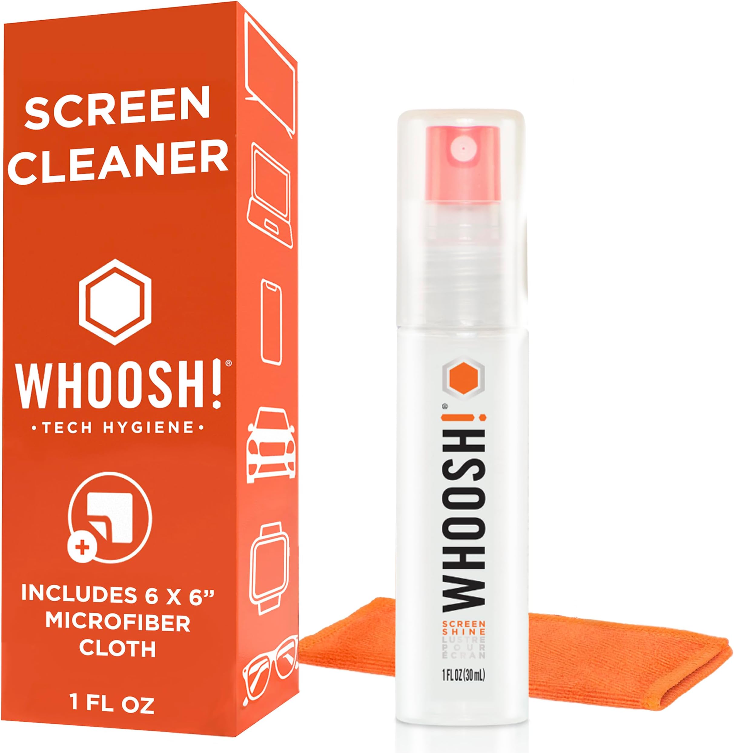 Screen Shine Go - 1 fl oz Refillable Screen Cleaner Kit with Microfiber Cloth for MacBook, Phone, iPad & Eyeglasses - Powerful Streak-Free Cleaning - Pocket-Sized, TSA-Approved for Travel