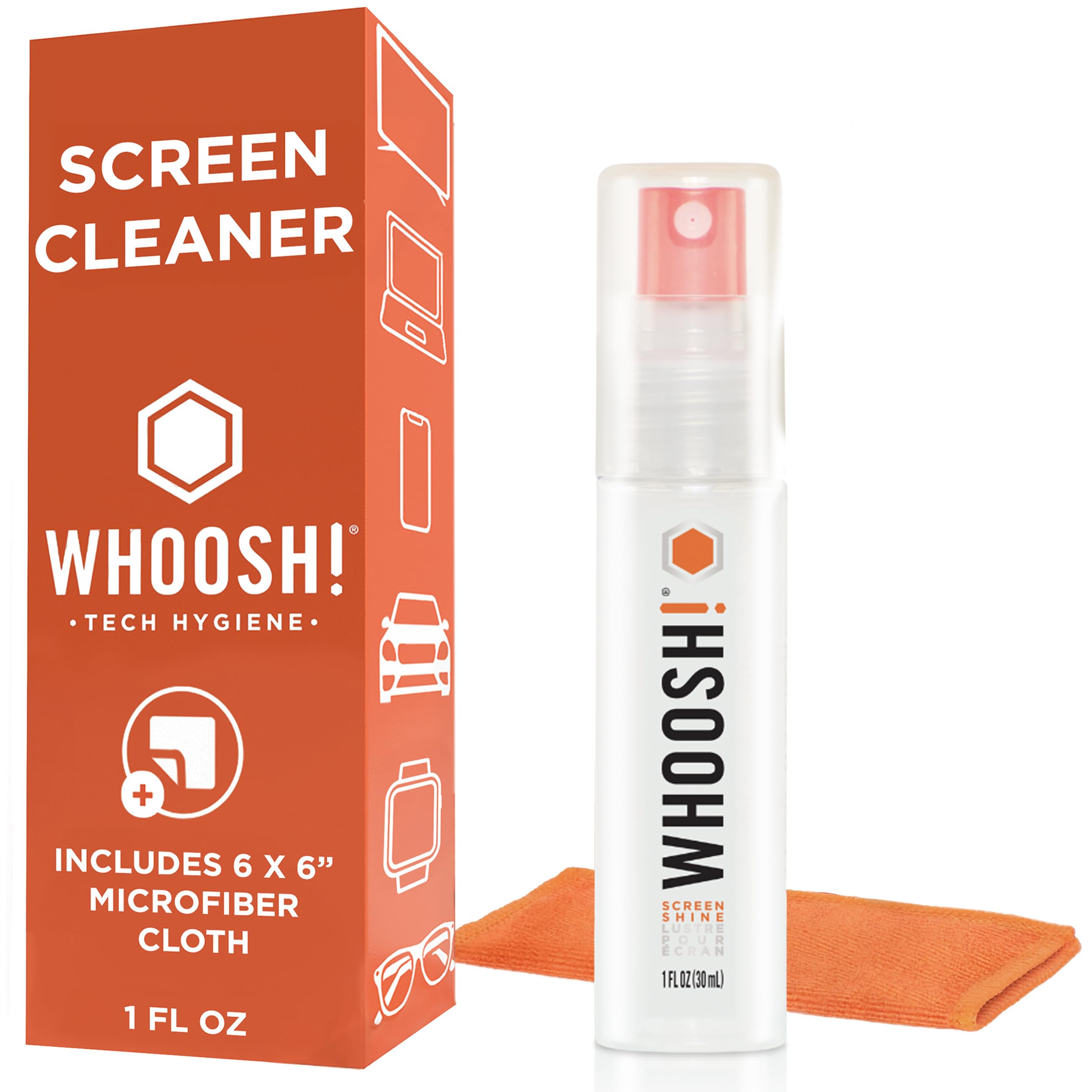 Screen Shine Go - 1 fl oz Refillable Screen Cleaner Kit with Microfiber Cloth for MacBook, Phone, iPad & Eyeglasses - Powerful Streak-Free Cleaning - Pocket-Sized, TSA-Approved for Travel