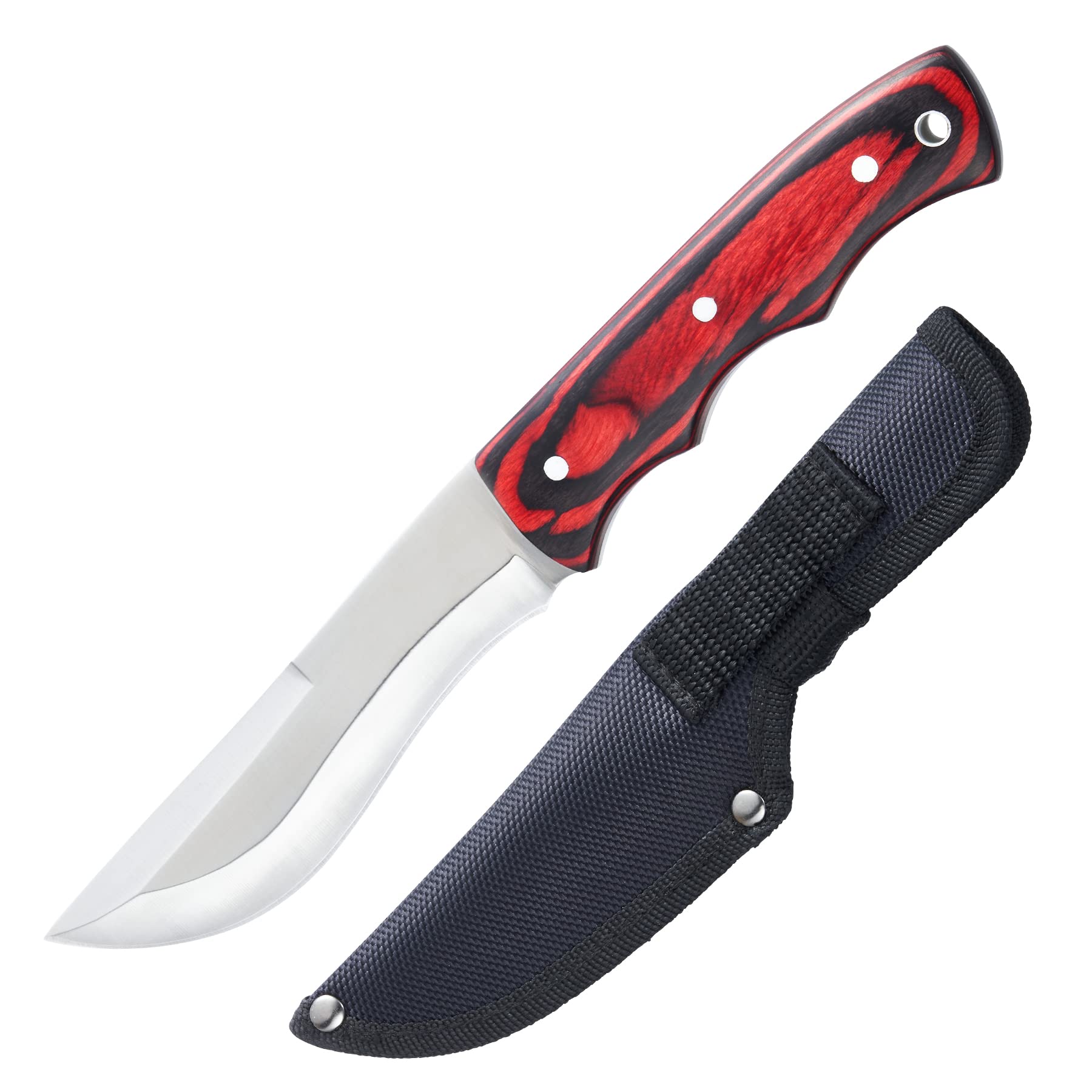 9" Fixed Blade Tactical Bowie Knives with Sheath, Stainless Steel Silver Survival Hunting Bushcraft Full Tang Knife with Non-Slip Handle for Camping, Hunting, Adventure, EDC, B101SL