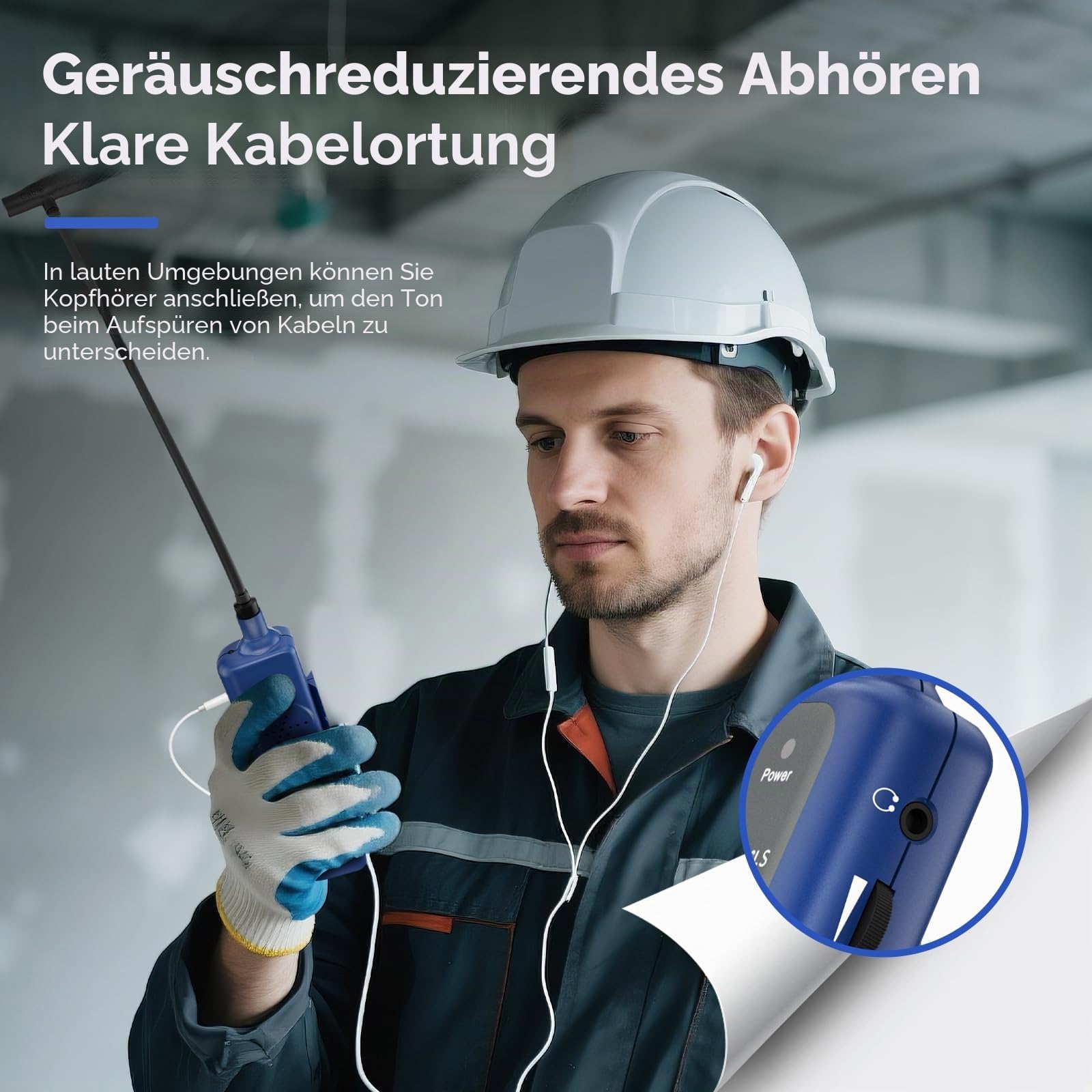 NOYAFA NF-816LS Unterirdischer Kabelsucher - Kabelortungsgerät für Haustierzaun, Strom, Netzwerk & Bewässerungskabel, Wiederaufladbarer Lithium Akku, LED Taschenlampe, Kabelbruch Erkennung