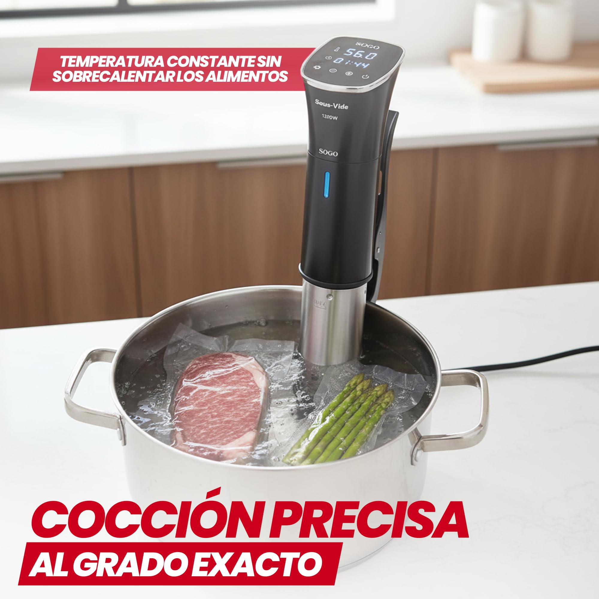 SOGO Roner sous vide électrique à cuisson lente dans l'eau, écran numérique et contrôle tactile – Roner cuisine basse température et circulation constante 15 l – Cuisine précise contre la surchauffe
