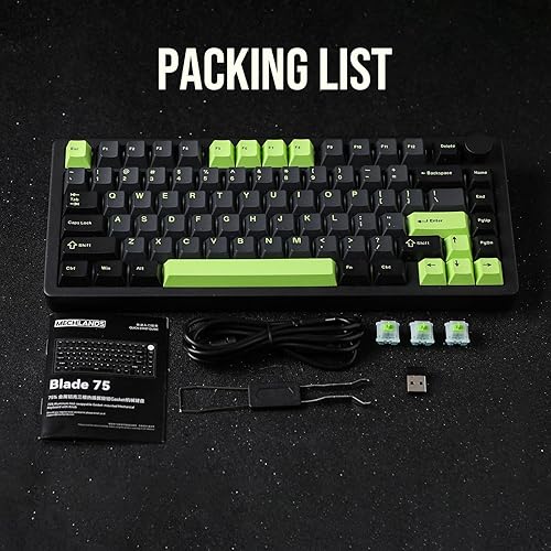 Miniatura 8 de MechLands Blade75 Teclado mecánico inalámbrico de aluminio para juegos, BT5.02.4GHzUSB-C, teclado cremoso personalizado intercambiable en caliente