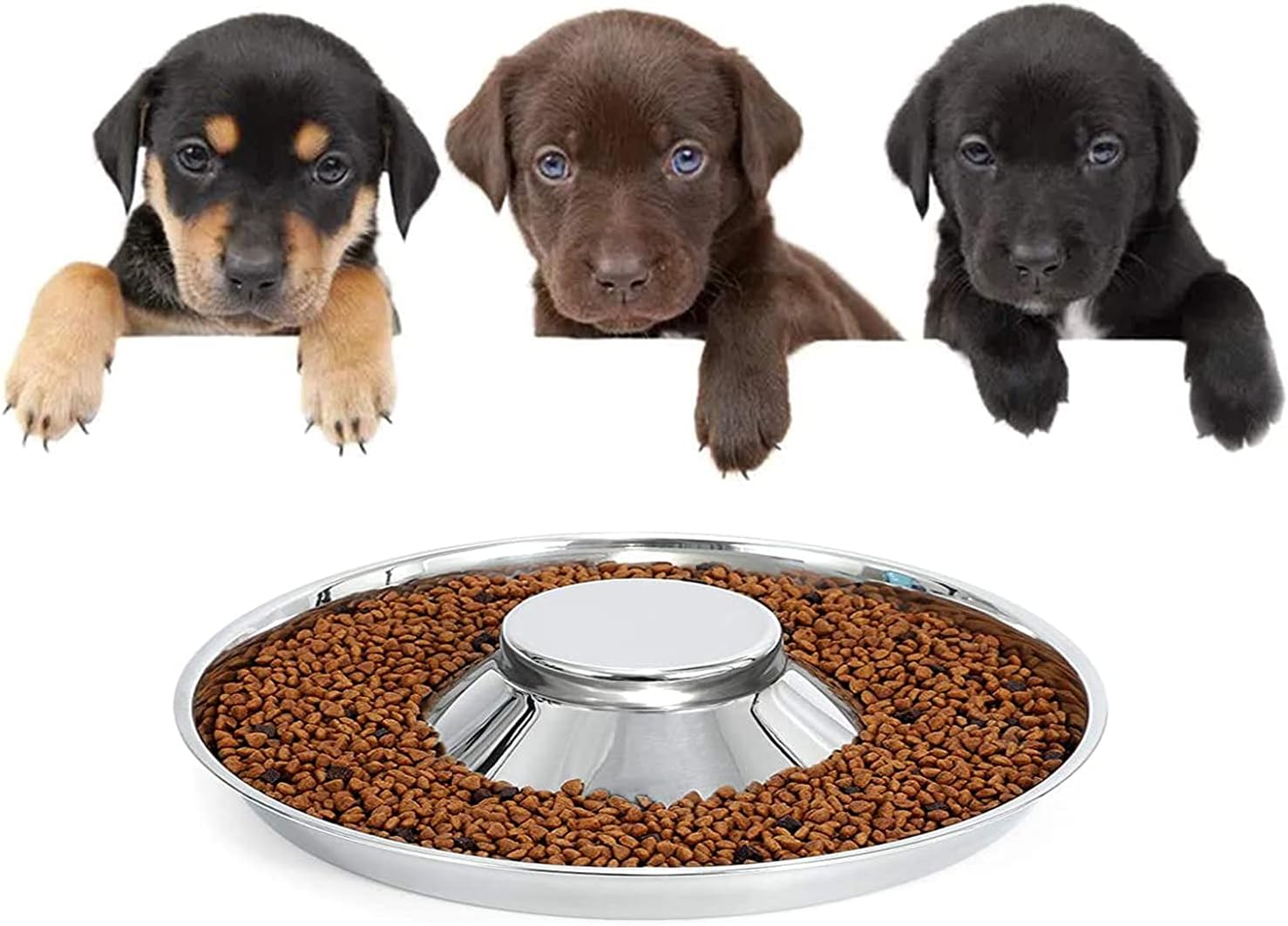 Stainless Steel Puppy Dog Bowls,Dog Bowl Puppy Litter Food Feeding Weaning,Slow Feed Steel Dog Bowl,Slow Feeder Dog Bowls,Dog FoodBowl,Dog Water Bowl,Great Alternative to Snuffle Mat for Dogs (medium)