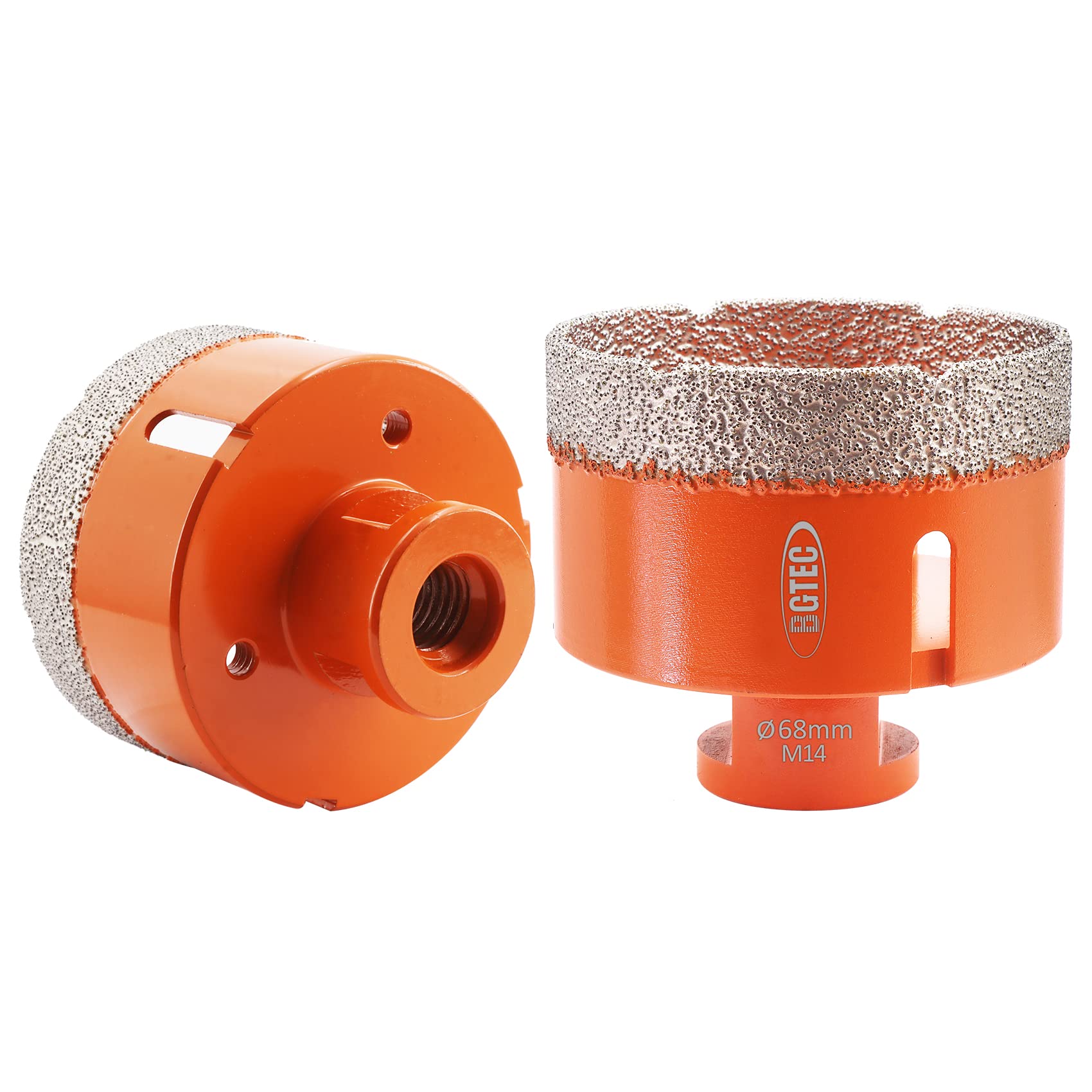 BGTEC Brocas de Diamante Seco para Baldosas de Porcelana Mármol de Cerámica Ladrillo M14 Hilo 2 piezas Diámetro 68 mm